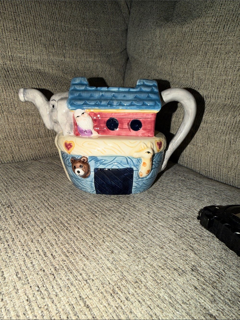 Vintage Noah's Ark Ceramic Teapot/Pitcher small piece missing in handle